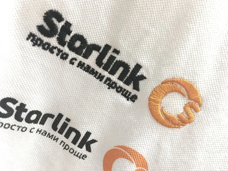 Starlink — Плотная вышивка логотипа на пике 280 г/м²